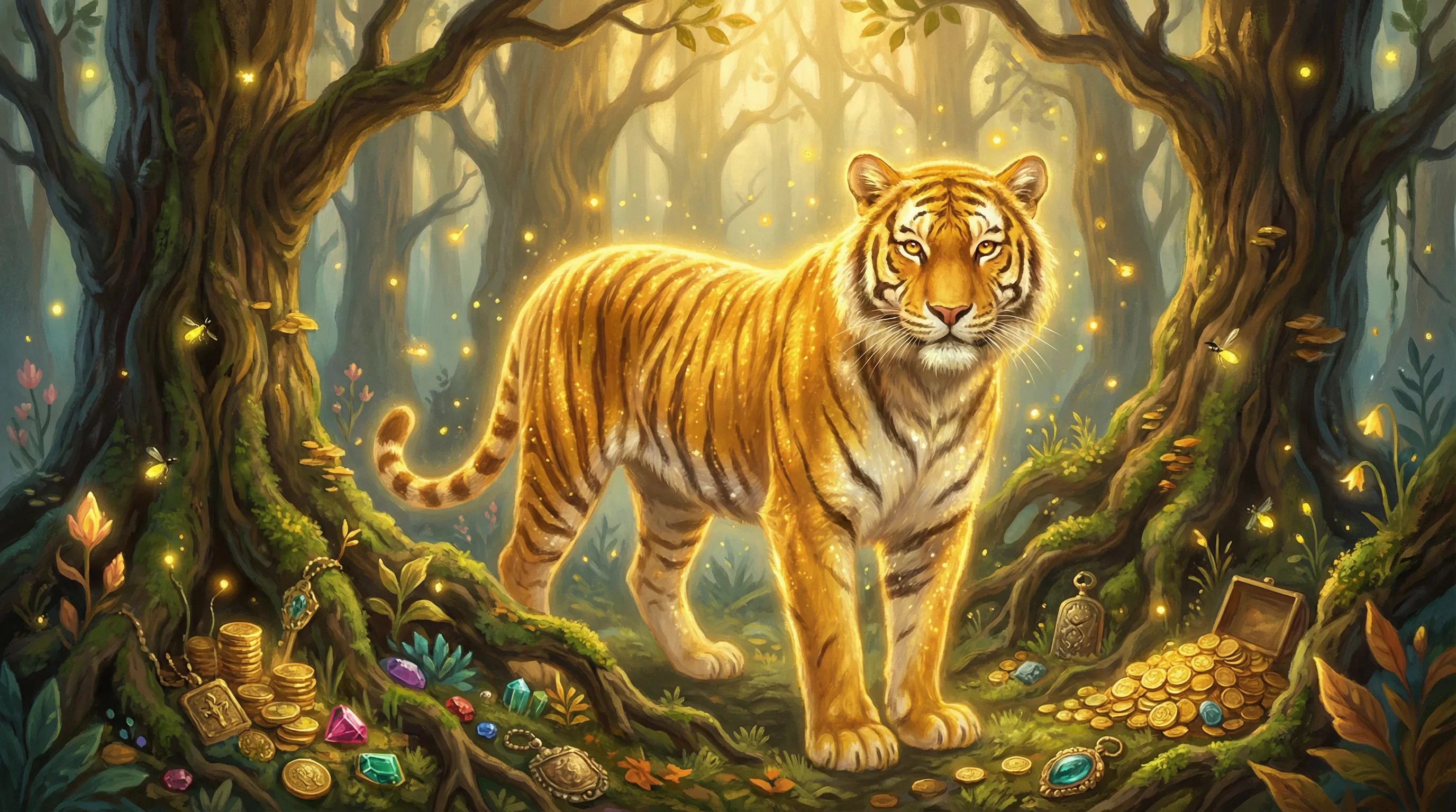 Tigre dourado da fortuna com moedas mágicas no SSSbet